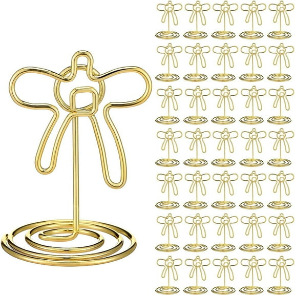 iMucci 36 Pcs Coquette Bow Table Number Holders Gold Place Card Holders Photo Clip Stand Name Card Food Table Sign for Centerpieces Wedding Reception Birthday Party Decorations