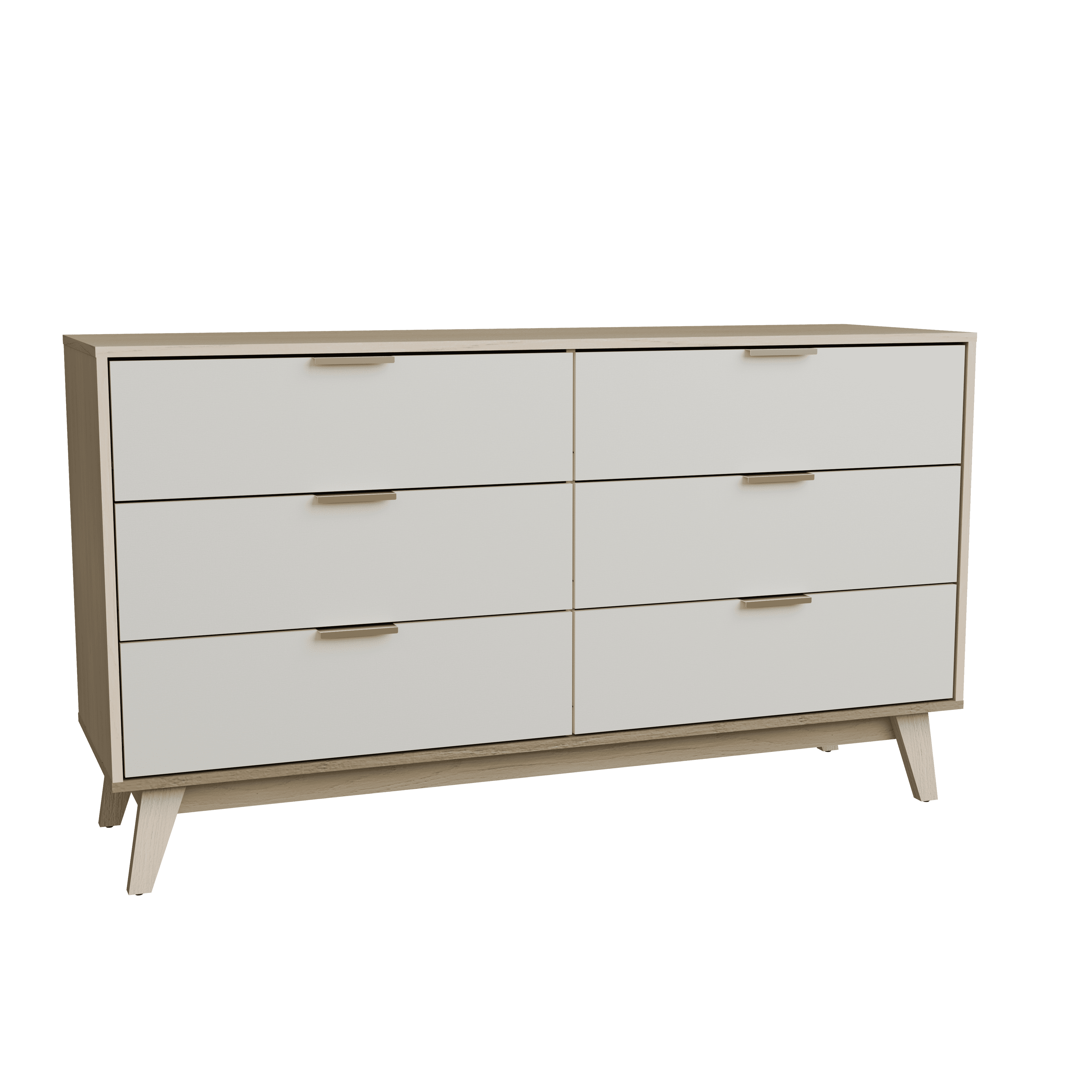 Kappesberg Milan 6-Drawer Horizontal Dresser, Blonde Oak/Cream – Modern Bedroom Storage for Adults and Teens