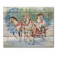 thumbnail image 3 of Designart 'Carriage In The Snow With Galoping Horses' Farmhouse Print on Natural Pine Wood, 3 of 5