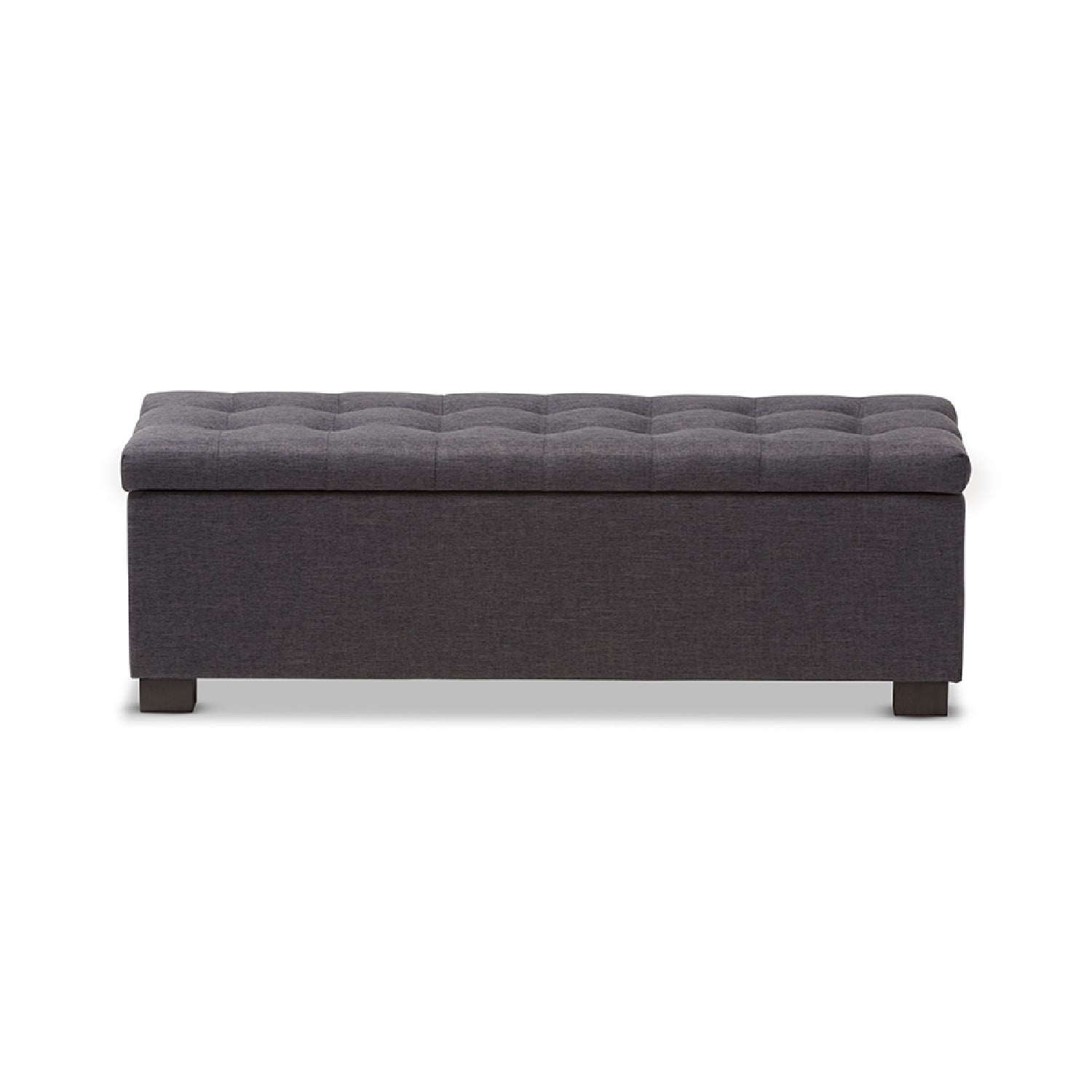 Baxton Studio Roanoke Modern and Contemporary Dark Grey Fabric Upholstered Grid-Tufting Storage Ottoman Bench