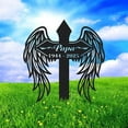 thumbnail image 3 of Personalized Memorial Angel Cross – Custom Metal Grave Marker Sign for Loved One Loss – Cemetery Decoration for Dad, Mom, Grandpa, Grandma – Personalized Outdoor Tribute (10 inches), 3 of 9