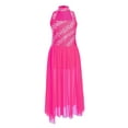 thumbnail image 3 of Haitryli Girls Lyrical Jazz Tango Ballroom Dance Dress Sleeveless Shiny Rhinestones Mock Neck Ballerina Jumpsuits Hot Pink 10, 3 of 5