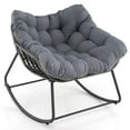 thumbnail image 2 of Costway 1 PCS Outdoor Rocking Chair Oversized Patio PE Wicker Egg Chair Rattan Lounge Chair Gray, 2 of 10