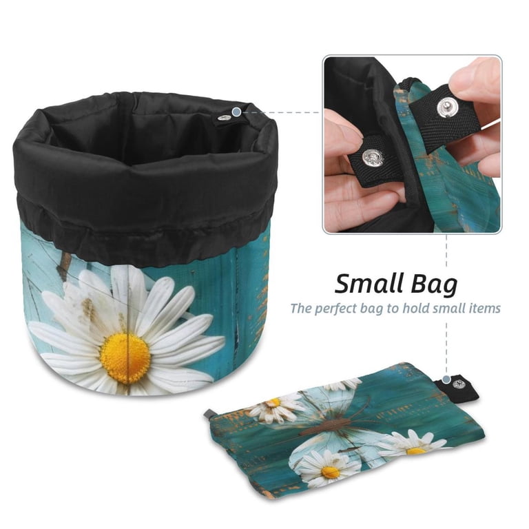 PhooArto Travel Cosmetic Bags Barrel Makeup Bag, Multifunctional Toiletry  Bucket Bags Round Organizer Storage Pocket, Daisy Flower Butterfly Teal  Wooden - Walmart.com