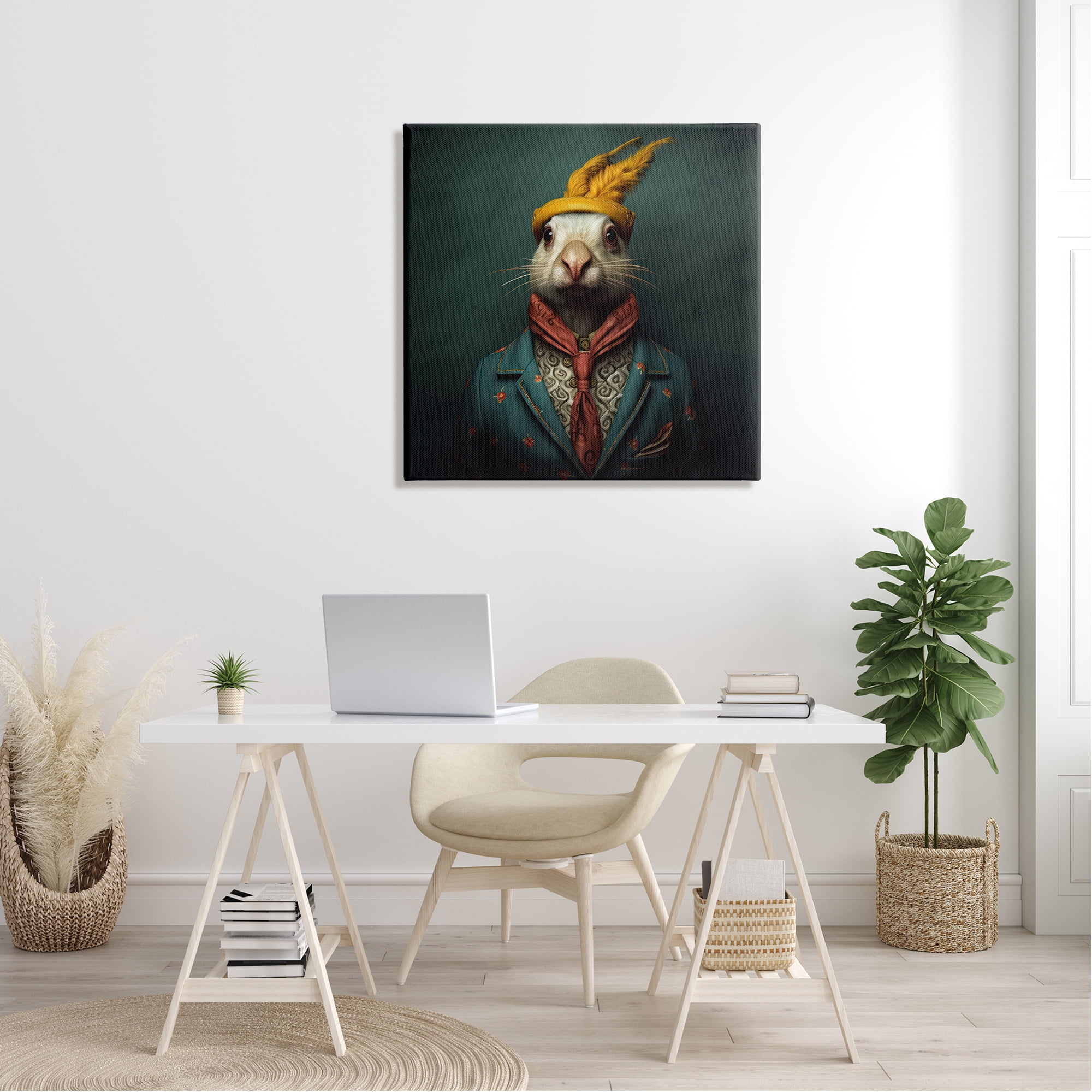 Stupell Industries Vintage Elegant Rabbit Animals & Insects Painting Gallery Wrapped Canvas Art Print Wall Art, 30 x 30
