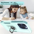 thumbnail image 4 of Compatible for Apple iPhone 15 Pro Case with Tempered Glass Screen Protector,Heavy-Duty Tough Rugged Phone Case Cover with Ring Holder Kickstand for iPhone 15 Pro (6.1", 2023) [Mint Green], 4 of 13