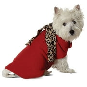Blanket Coat with Leopard Scarf, Ruby Red