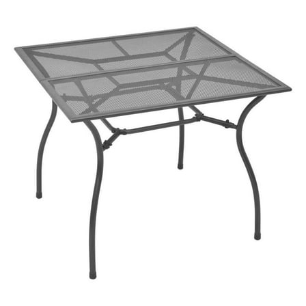 Outdoor Patio Dining Table- 35 Inch Square Mesh Top Classic Gray Metal
