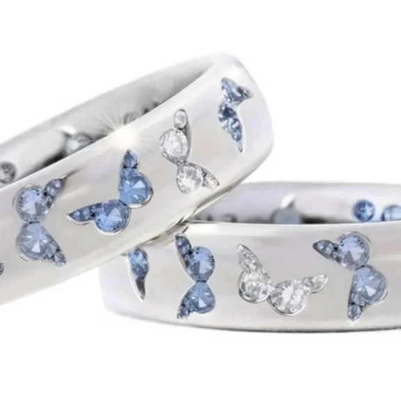 APIPEE 925 Sterling Silver Butterfly Halo Multi Cubic Zirconia Statement Thumb Ring