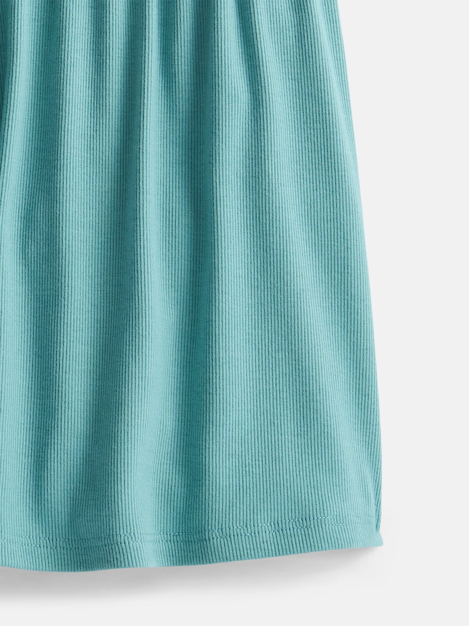 Wonder Nation Girls' Ribbed Henley Dress with Short Sleeves, Sizes 4-18