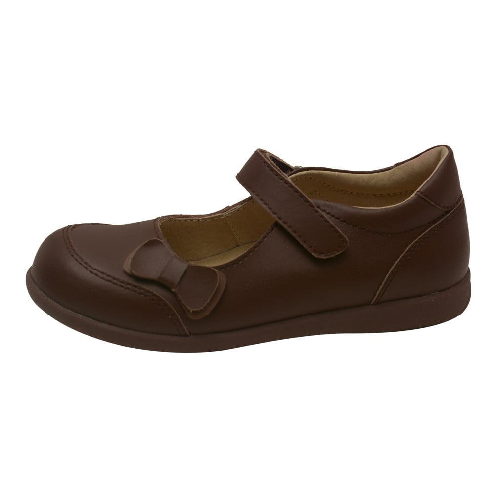 Little Girls Brown Leather Double Bow 