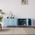 thumbnail image 5 of 32" Wide 3-Door Lockable Metal Storage Cabinet with Accent Cabinet Locker, Heavy Duty Home Tool Cabinet, 2 Removable Shelves & Easy Assembly, for Home, Office, Entryway and Hallway Blue, 5 of 8