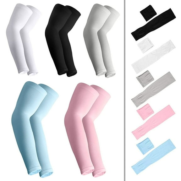 5 Pairs Cooling UV Protection Sun Sleeves, Long Arm Cover for Men Women, Outdoor Sports Sun Sleeves for Running Golf Cycling Basketball Driving Fishing
