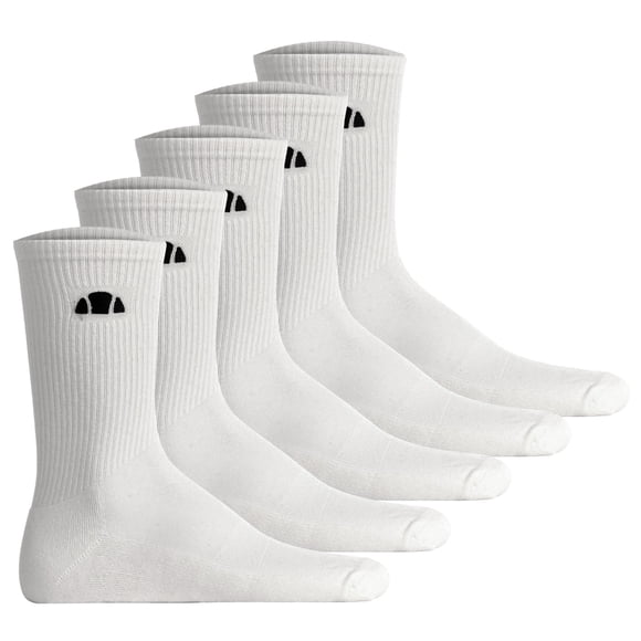 ellesse Chaussettes Unisexes, Lot de 5 - ALACRE, Chaussettes Montantes, Logo, Couleur Unie Blanc 41-46 (UK 7-11)