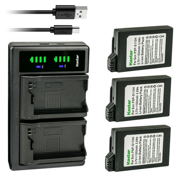 Kastar 3-Pack PSP-110H Battery and LTD2 USB Charger Replacement for Sony PSP-110 PSP110 Battery, Sony PSP-1000KCW, PSP-1001, PSP-1002, PSP-1003, PSP-1004, PSP-1005, PSP-1006, PSP-1000K PSP Playstation