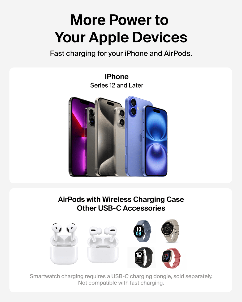Belkin MagSafe Charger Compatible, 2-in-1 Qi2 Wireless Charging Station 25W, Convertible Wireless Charger for iPhone 16, AirPods, Portable Phone Stand for Travel w/ USB-C Port, 45W Adapter - Black