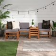 thumbnail image 4 of 5 Pièces en Bois d'Acacia Modulaire Extérieur - 3 Places + Pouf + Table d'Appoint - Marron, 4 of 16