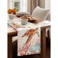 thumbnail image 3 of Ocean Sea Turtle Coral Starfish Table Runner 13x90in Non-Slip Cotton Linen Table Runners, Summer Sealife on Vintage Dresser Scarves TableRunner for Dinner Kitchen Dining Wedding Party, 3 of 9