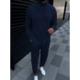 thumbnail image 3 of Nuevo traje de ocio de color sólido con burbujas arrugadas de primavera y otoño para hombres, pantalones cargo de moda de manga larga, conjunto de dos piezas de comercio exterior, 3 of 5