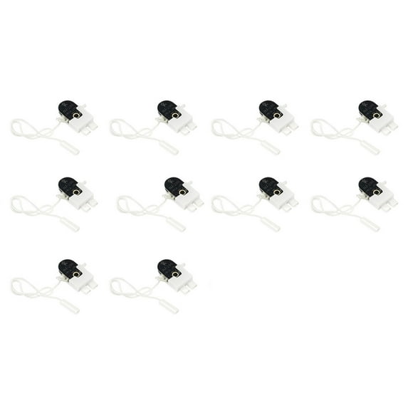 FSLiving 10Pcs Ceiling Fan Light Switch with White Cord, UL Listed Pull Wire Switch Control Replacement DIY for Ceiling Fans Wall Lamps Cabinet Light