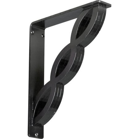 

2 x 10 x 12 in. Loera Wrought Iron Bracket - Triple Center Brace Powder Coated Black