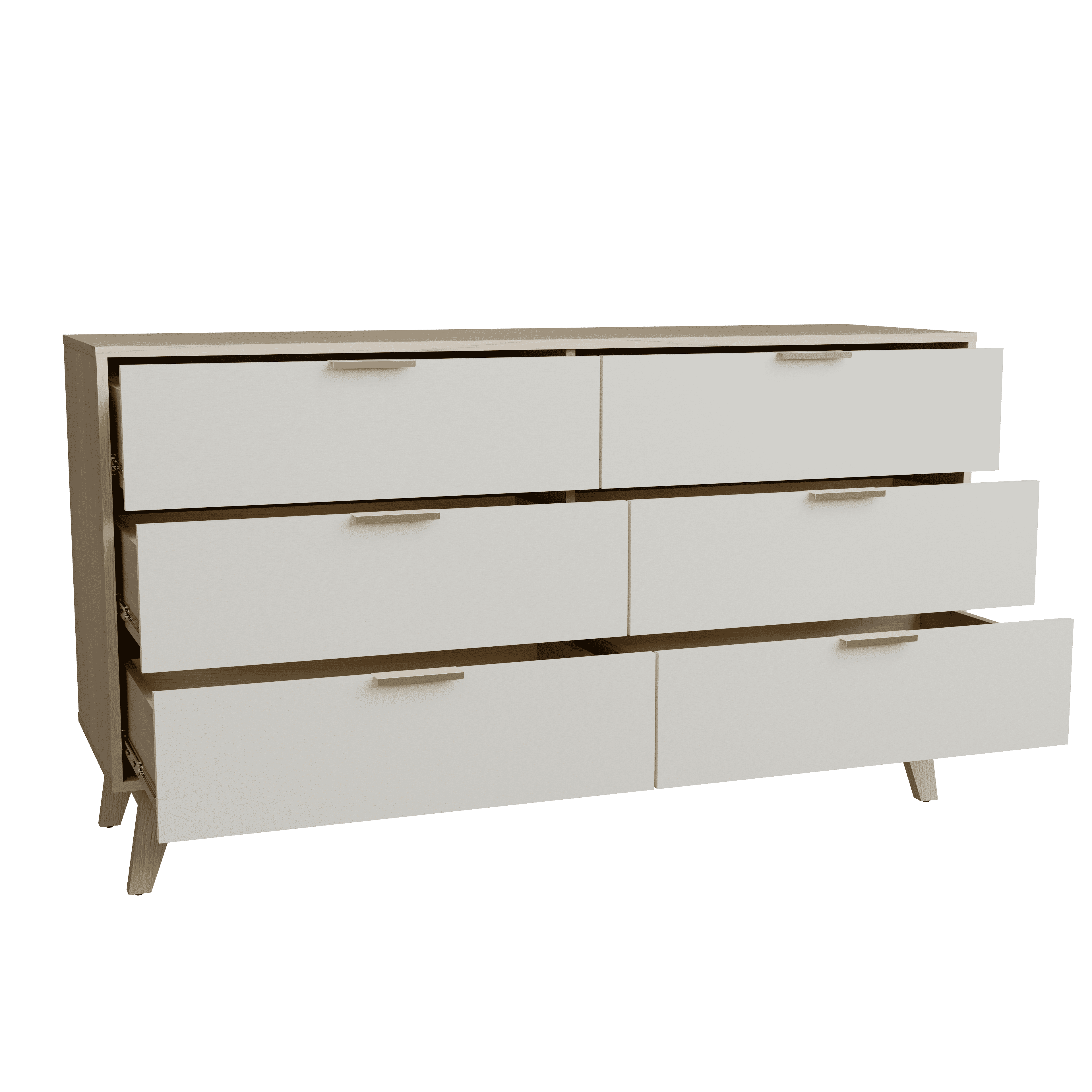 Kappesberg Milan 6-Drawer Horizontal Dresser, Blonde Oak/Cream – Modern Bedroom Storage for Adults and Teens