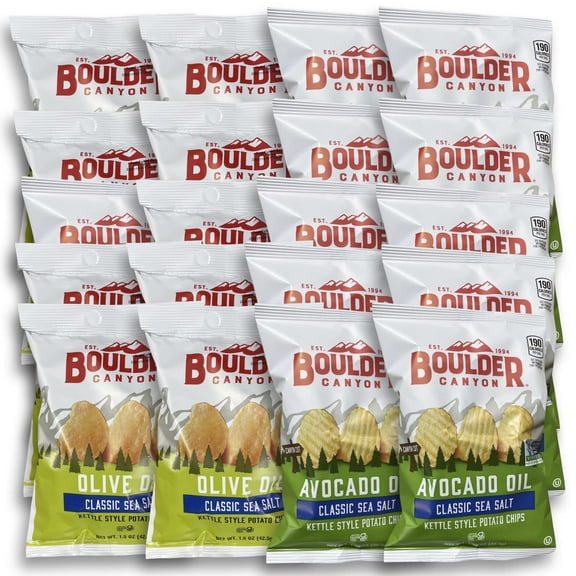 Boulder Canyon Avocado Oil and Olive Oil Kettle Cooked Potato Chips | 20 Bags
