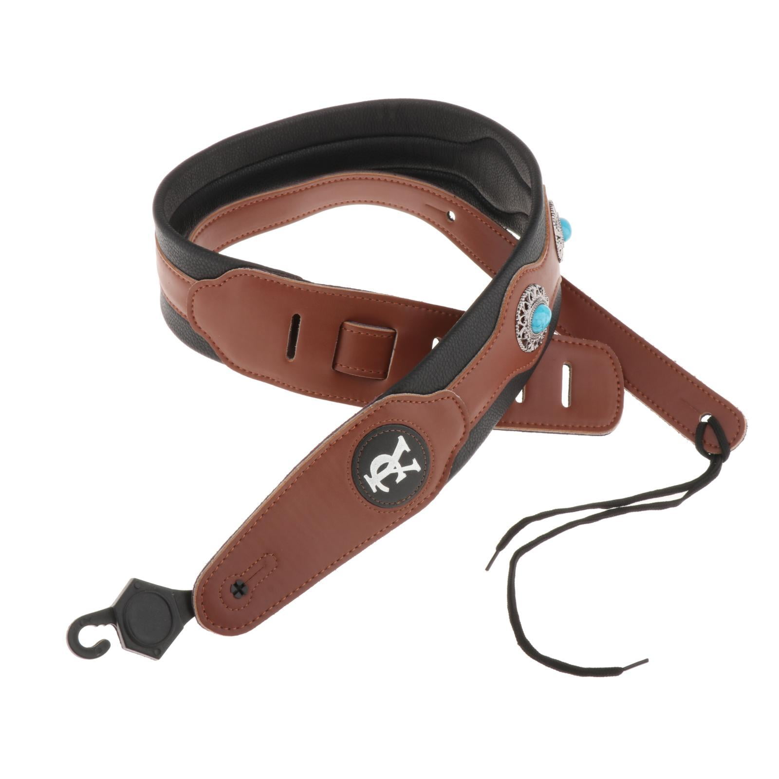 LeeQinersw 2Pcs Leathers Double Stitched Leather Guitar Strap 3 inches Adjustable