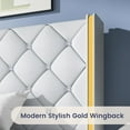 thumbnail image 3 of DreamCurship Twin Size Bed Frame, Twin Bed Frame with Headboard and Footboard, Modern Upholstered Bed Frame, Beige, 3 of 7