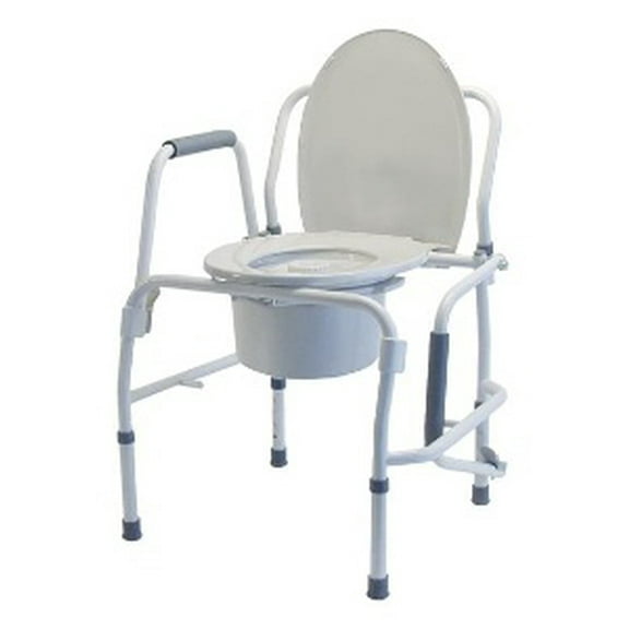 Lumex Commode Chair  Silver Collection Drop Arm Steel Frame Removable Back Bar 18.75 to 22.75in Case of 2