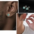thumbnail image 6 of Vnox Stainless Steel Turquoise Epoxy Round Stud Earrings for Men, Black/Gold/Steel Color, Screw Thread Post, Casual Trendy Design, 6 of 7
