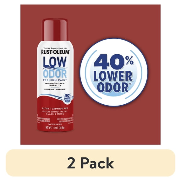 (2 pack) Ladybug Red, Rust-Oleum Low Odor Premium Gloss Spray Paint- 11 oz