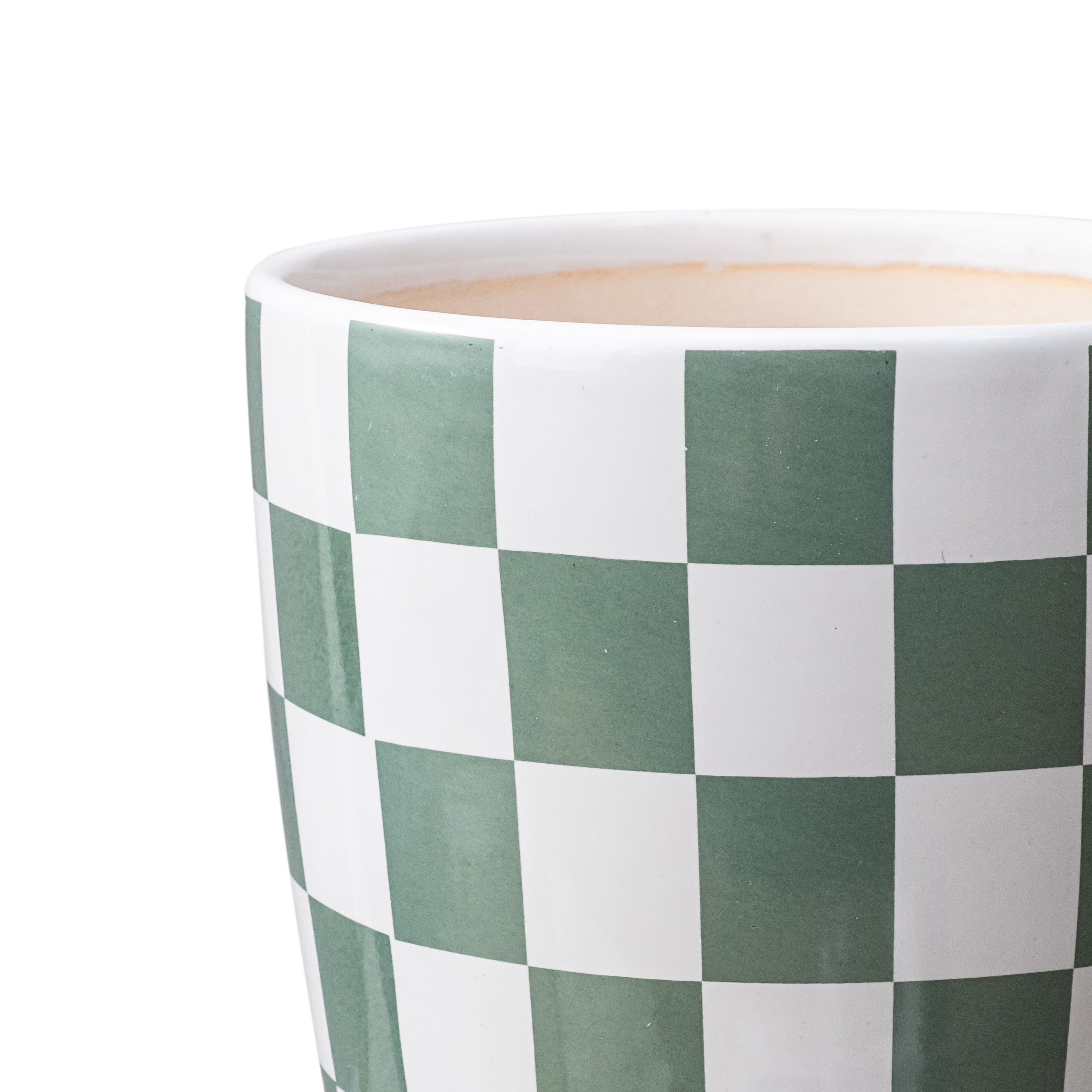 Mainstays 6 inch Green White Checkered Ceramic Planter