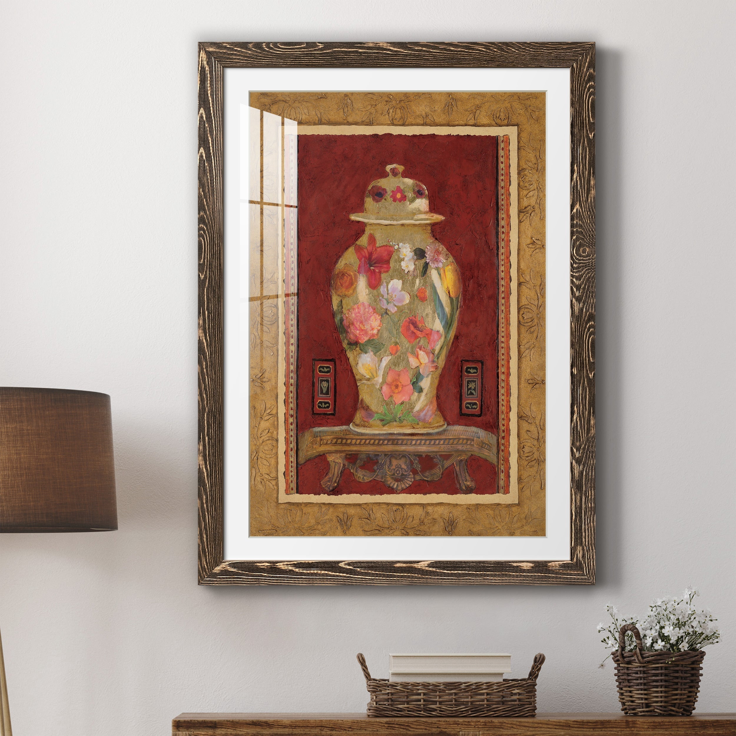Romantic Urn I - Premium Framed Print - Distressed Barnwood Frame - Ready to Hang