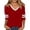 Red, variant on 3/4 Length Sleeve Womens Tops V Neck Color Block Dressy Casual Tunic Blouses Lightweight Loose Fit T Shirts Soft Comfy Fall Clothes Brick Red L