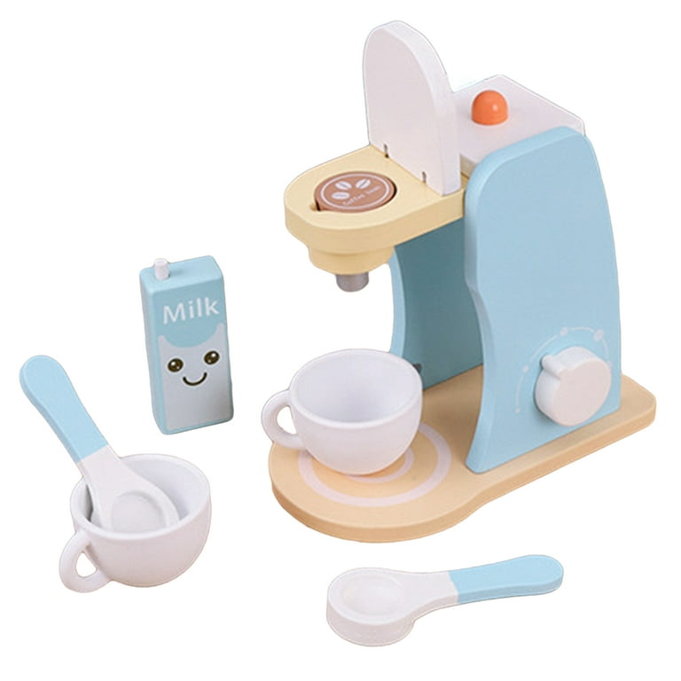 Play Kitchen Accessories Kids Wooden Coffee Maker Toy Espresso Machine  Toddler Toy Kitchen Sets for Girls and Boys (Coffee Maker) (White)