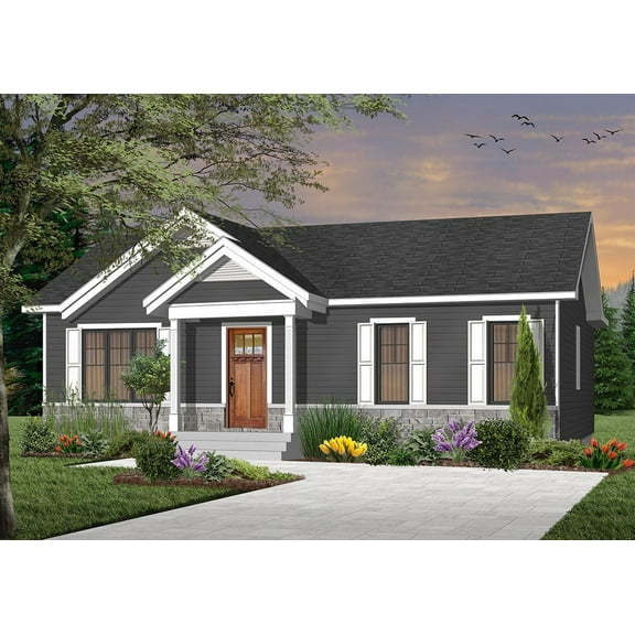 728-31373: Craftsman Country 3 Bed, 1 Bath Luxury Home Plan, 1024 Sq Ft: Full Blueprints with License to Build by Home Plan Marketplace - Lesuto