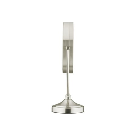 Conair® Reflections Double-Sided Fluorescent Lighted Vanity Makeup Mirror, 1x/10x magnification, Satin Nickel
