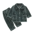 thumbnail image 1 of Sunnyoo Big Girls Flannel Pajamas Solid Color Warm Button Coat and Pants Soft Homewear, 1 of 2