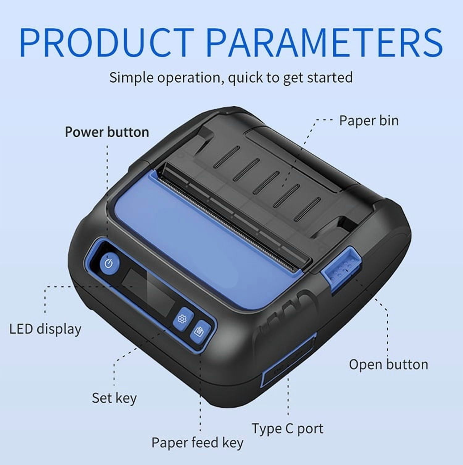 P80F Handheld Portable 2 In1 Receipt Labels Printer 80mm Bluetooth Wireless Mobile Thermal Printer ,Fast-Drying Ink with Crisp Output