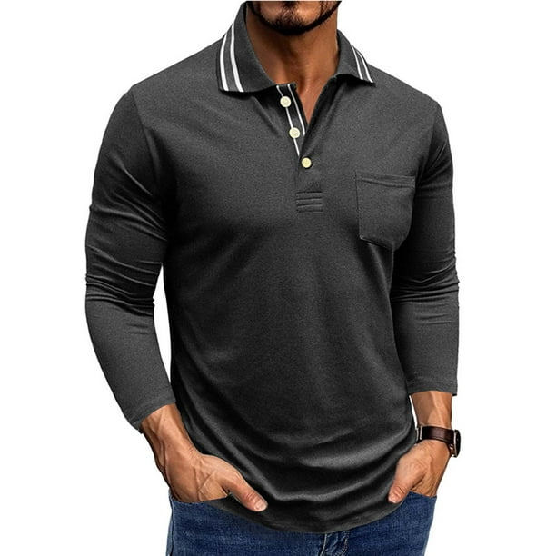 pstuiky Camisas casuales de manga larga para hombre, Cárdigan informal de manga larga con botones y bolsillo para hombre tops de invierno para hombre xxl
