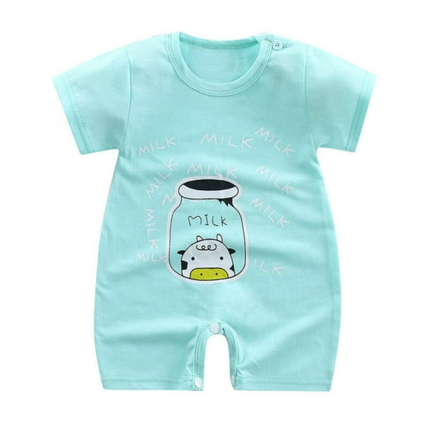 Mameluco para recién nacidos, ropa de bebé, novedad de verano, ropa de dibujos animados de escalada de manga corta para bebés y niñas, monos de algodón para niños pequeños Red12M Gao Jinjia LED