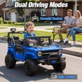 thumbnail image 3 of Joyracer 800W 4WD 24 Volt Ride on Toys with Remote Control, 2 Seater Kids Electric Car 9AH Battery Powered Truck Vehicle w/ Spring Suspension, Bluetooth Music, Gift for Boys Girls Blue, 3 of 8