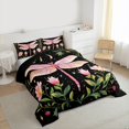 thumbnail image 3 of Feelyou Child Tribal Dragonfly Queen Comforter Set, Rustic Floral Plant Bedding Set, 3pcs, 3 of 8