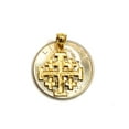 thumbnail image 4 of 14k Yellow gold Jerusalem Cross medal pendant charm religious fine jewelry 1.4g, 4 of 12