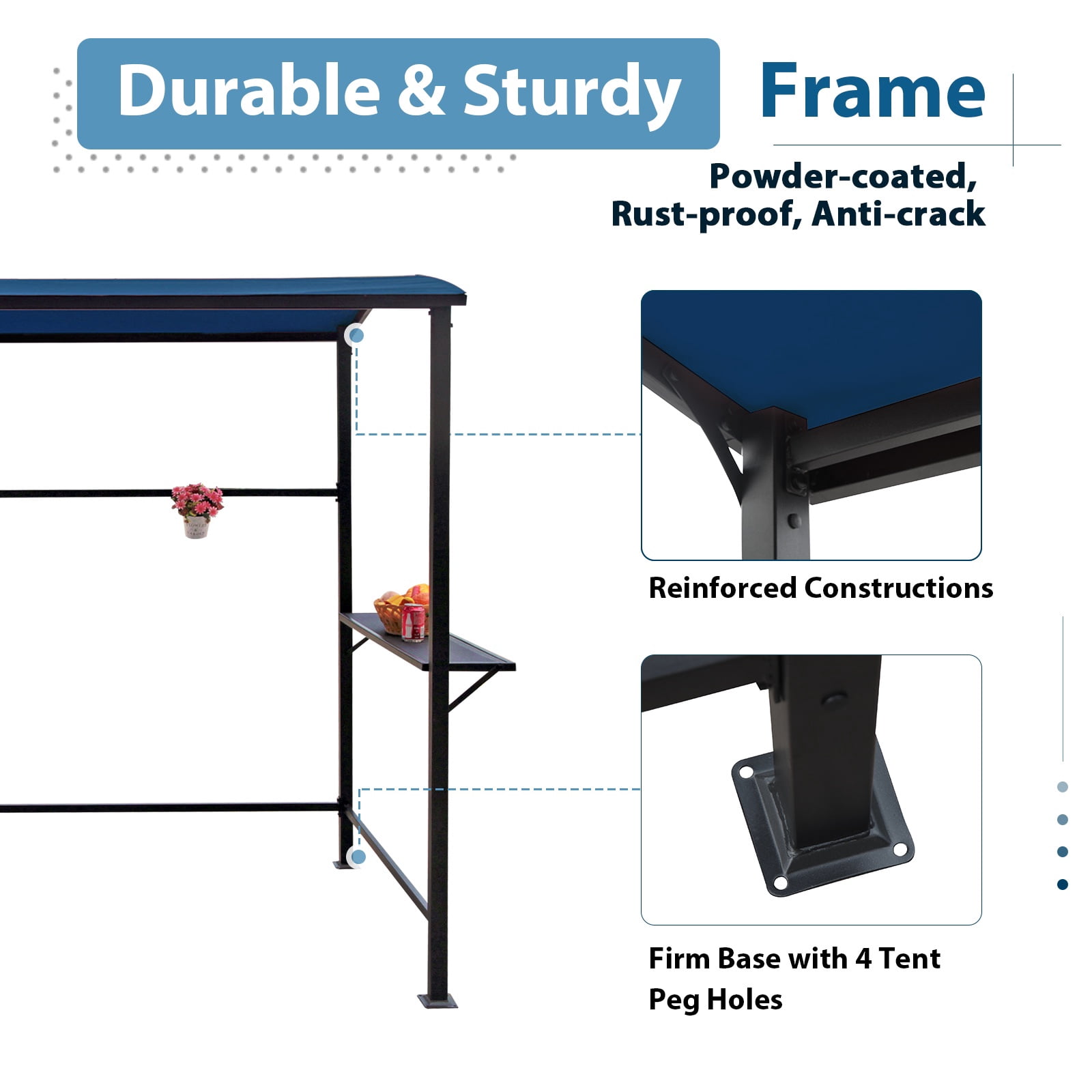 JOIVI Grill Gazebo 8FT x 4.6FT Outdoor Gazebo Patio Gazebo Canopy Grill BBQ, Blue