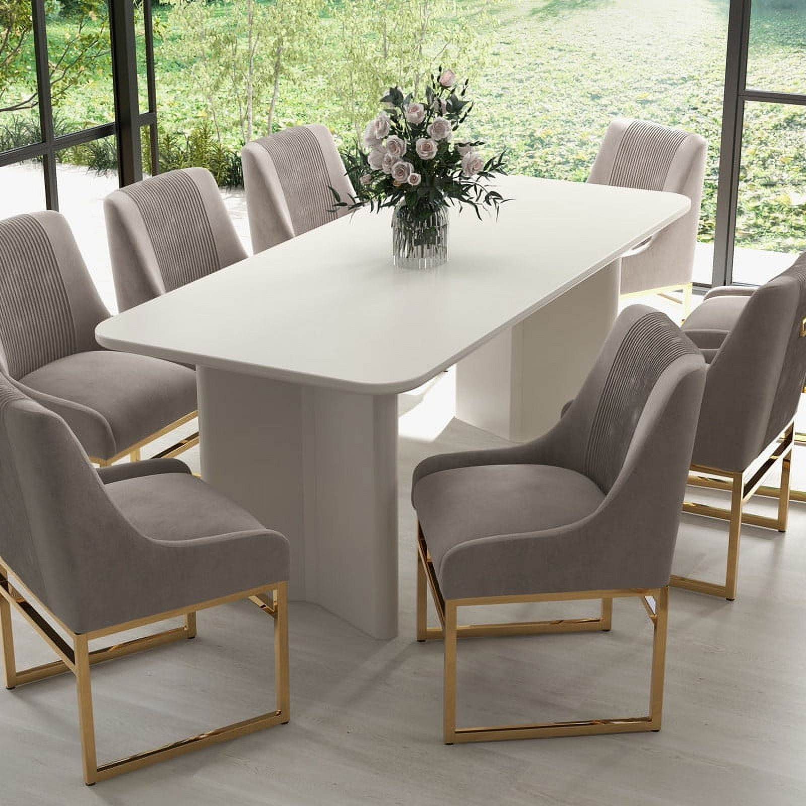 SEYNAR Modern Velvet Upholstered Accent Dining Chairs Set of 8, Kitchen Side Chair with Metal Frame for Living Room