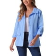 thumbnail image 5 of INSPIRE CHIC Women's Utility Jackets Drawstring Waist Flap Pocket Zip Button Jackets 2XL Light Blue, 5 of 7