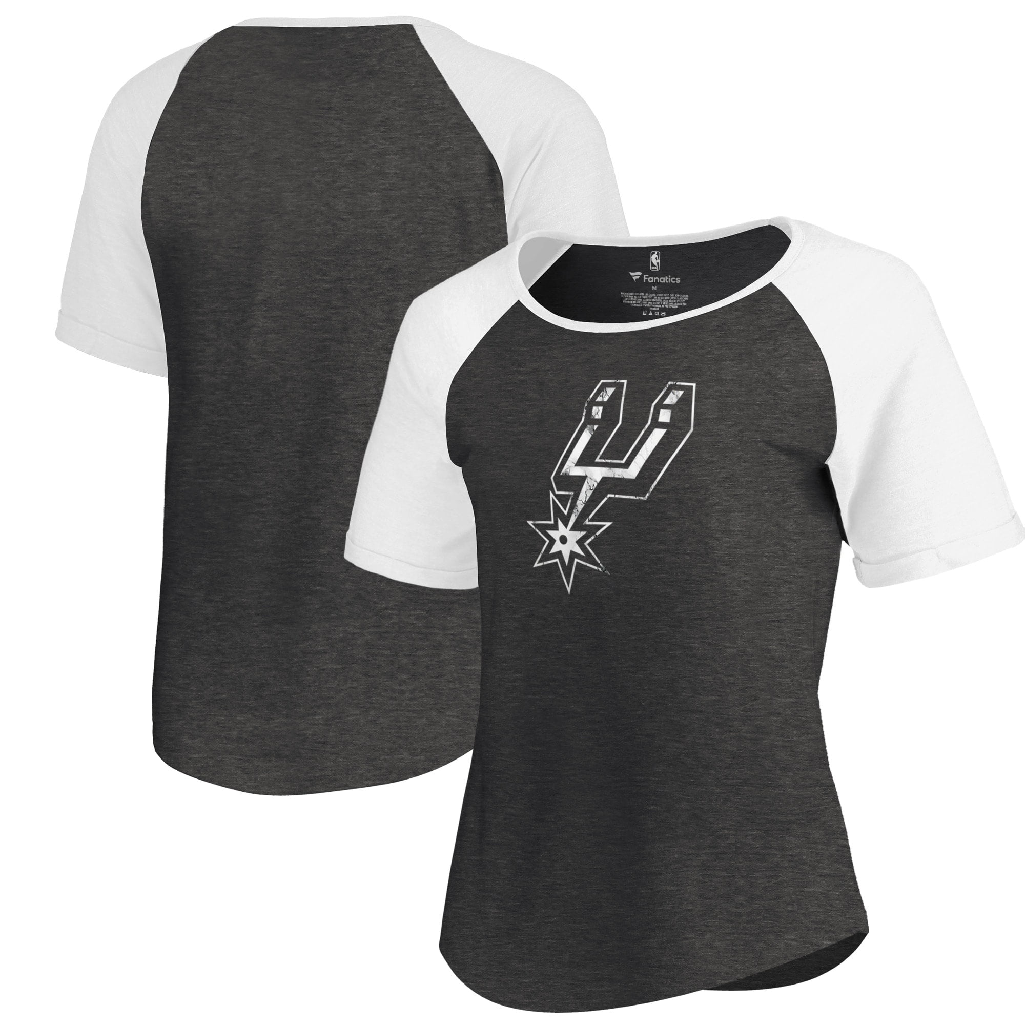 Fanatics - San Antonio Spurs Fanatics Branded Women's Marble Logo Raglan T-Shirt - Black 