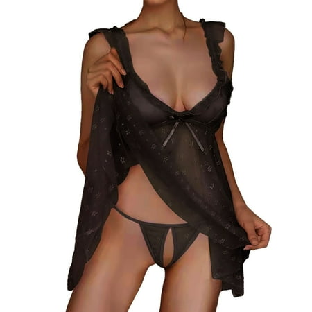 Cute Nightgowns For Women Babydoll Dress For Women Sexy Black Dress Mesh Body Suits Women Sheer Lingerie For Women